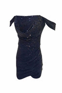 Siyah Payetli Korsajlı Elbise