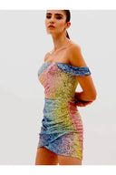 Rainbow Payetli Korsajlı Elbise