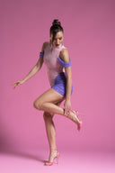 Lila&Pembe Hologram Payet Parçalı Mini Elbise