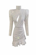 Beyaz Hologram Payetli Elbise