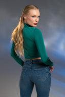 Yeşil Gold Aksesuar Detaylı Crop Top