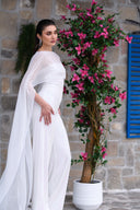 Beyaz Hologram Payetli Şifon Bluz Detaylı Tulum