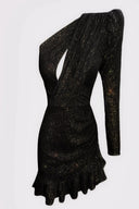 Siyah Payetli Tek Omuz Elbise