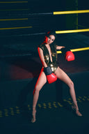 Kadın Gold Vatkalı Drapeli Bodysuit