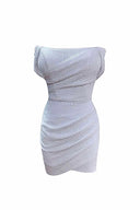 Beyaz Payetli Korsajlı Elbise