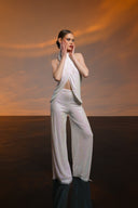 Beyaz Hologram Payetli Takım