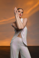 Beyaz Hologram Payetli Takım