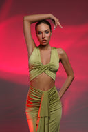 Yeşil Cut Out Detaylı Elbise