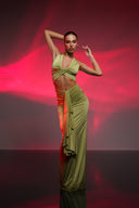 Yeşil Cut Out Detaylı Elbise