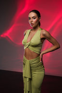 Yeşil Cut Out Detaylı Elbise