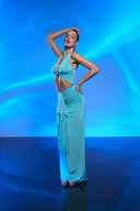Mavi Cut Out Detaylı Maxi Elbise