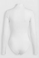 Beyaz Boğazlı Uzun Kollu Cut Out Detaylı Bodysuit