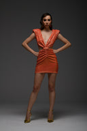 Turuncu Payetli Cut Out Detaylı Mini Elbise