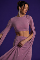 Gül KurusuTaşlı Crop Bluz & Etek Takım