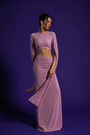 Gül KurusuTaşlı Crop Bluz & Etek Takım