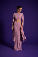 Gül KurusuTaşlı Crop Bluz & Etek Takım
