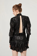 Payetli Sırt Detaylı Elbise Siyah