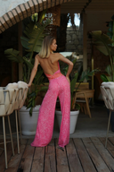 Pembe Turuncu Renk Bloklu Tulum