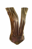 Kadın Gold Vatkalı Drapeli Bodysuit
