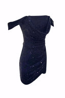 Siyah Payetli Korsajlı Elbise