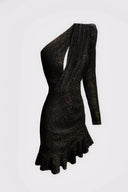 Siyah Payetli Tek Omuz Elbise