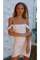 Beyaz Payetli Korsajlı Elbise